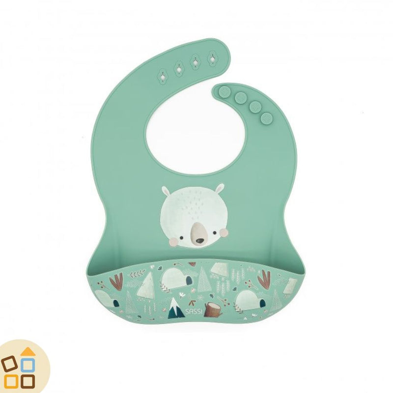 Bavaglino in silicone con tasca, Orso Munchy