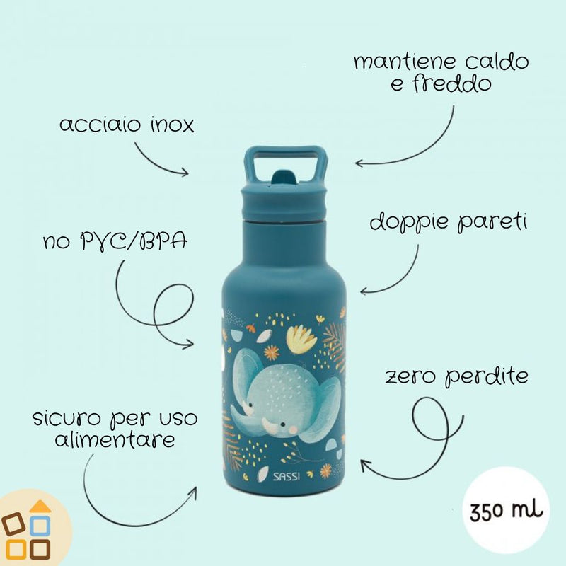 Borraccia Termica in Acciaio Inox (350 ml), Elefante Chewy