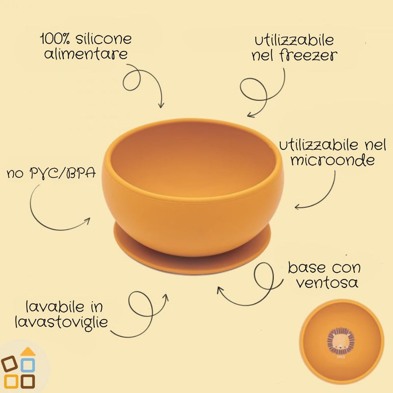 Ciotola con ventosa in silicone, Leone Chompy