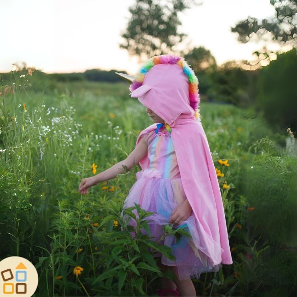 Costume da unicorno arcobaleno rosa per bambina