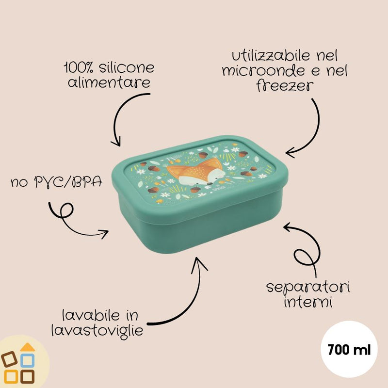 Porta merenda in silicone, Volpe Crunchy